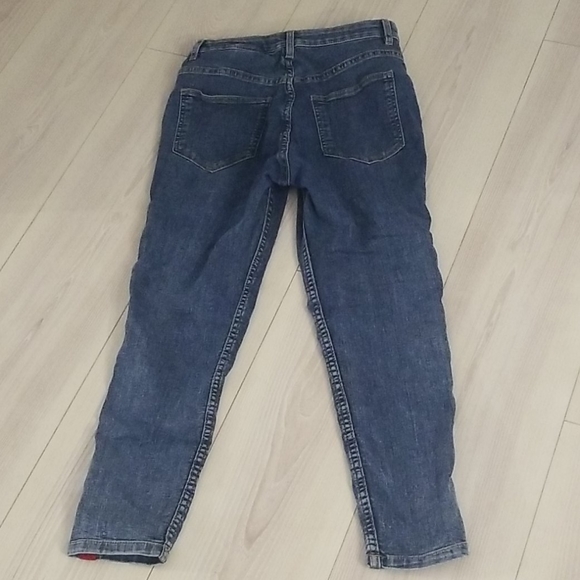 High waisted red velvet stripe skinny jeans - Picture 3 of 3